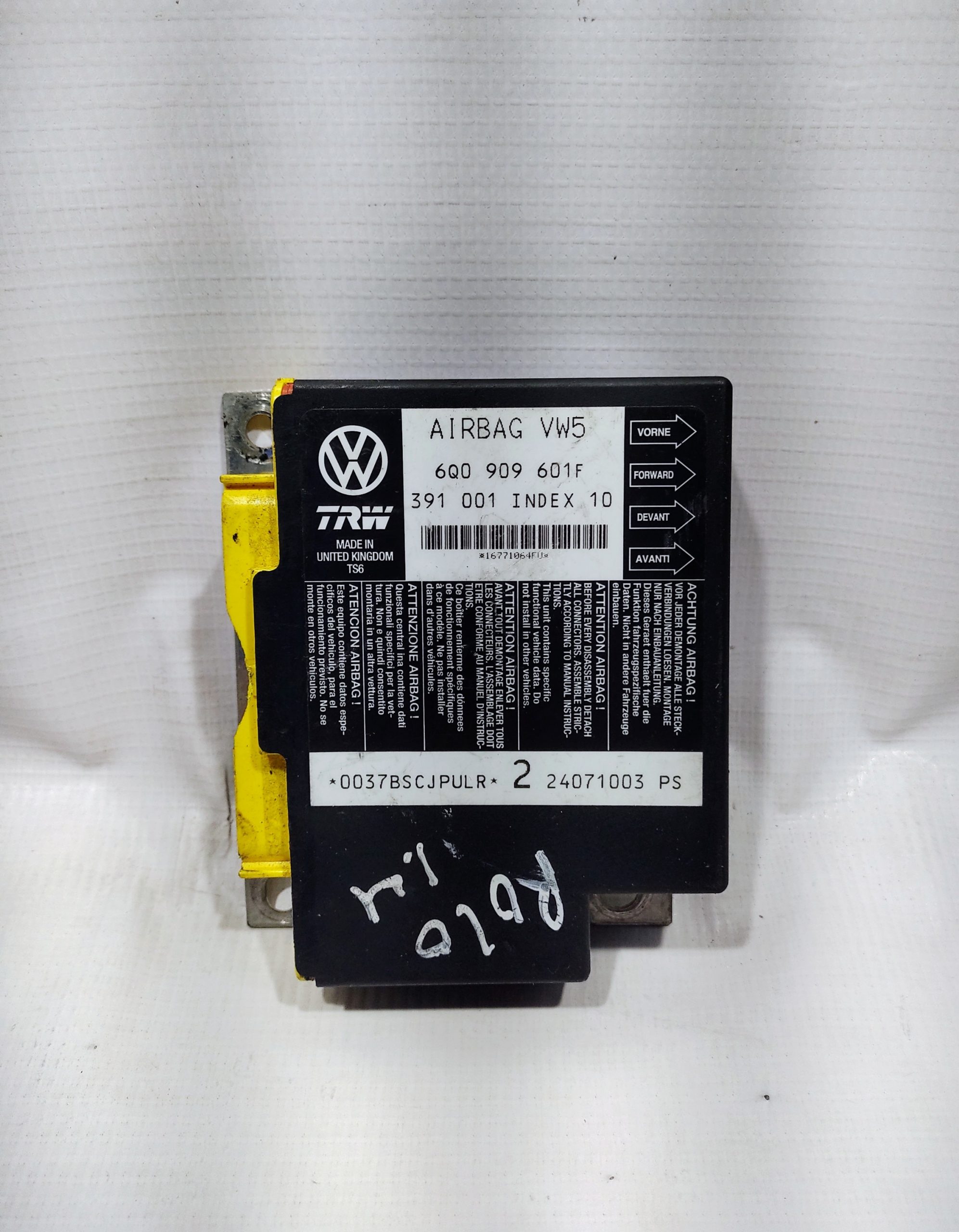 COMPUTADORA BOLSA AIRE PARA VOLKSWAGEN (2008-2010) 6Q0909601F 1 COMPUTADORA BOLSA AIRE PARA VOLKSWAGEN
(2008-2010) 6Q0909601F